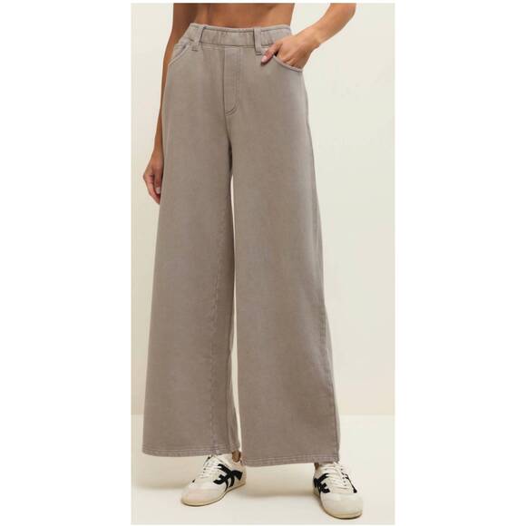 NEW Z SUPPLY entrouge knit wide leg pants in oyster